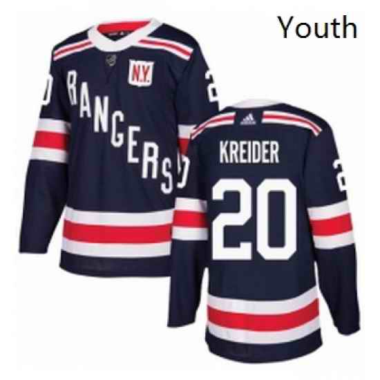 Youth Adidas New York Rangers 20 Chris Kreider Authentic Navy Blue 2018 Winter Classic NHL Jersey